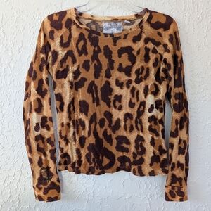 L.A.M.B Gwen Stefani Leopard Print Long Sleeve Top Thermal Y2K Vintage Rare M
